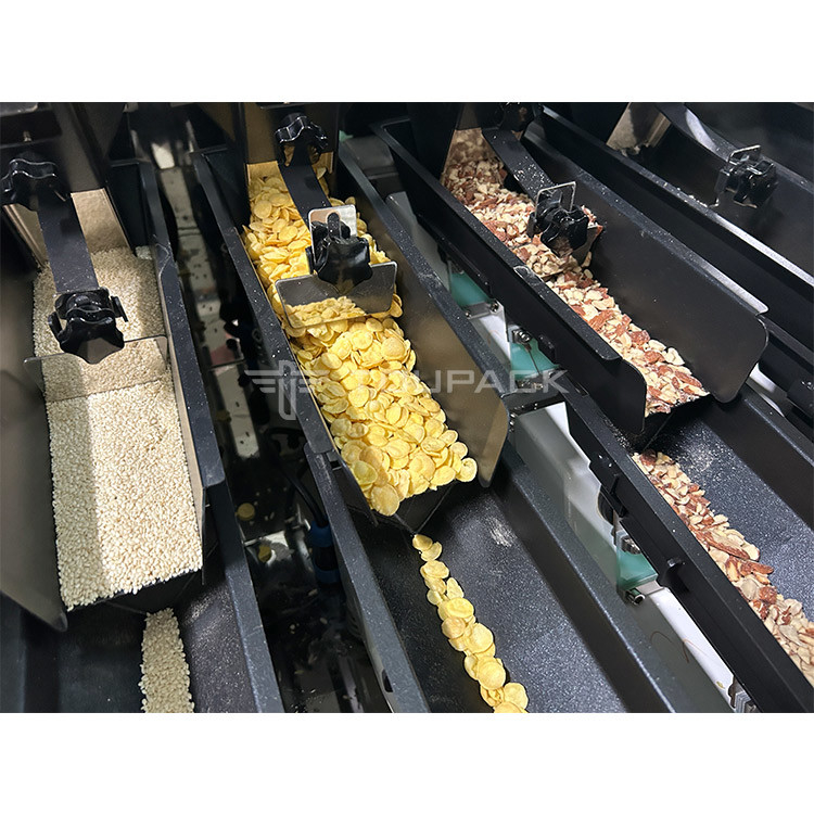 Máquina de embalagem para pesagem linear de frutas secas e nozes misturadas com transportador Máquina de embalagem de sacos pré-fabricada
