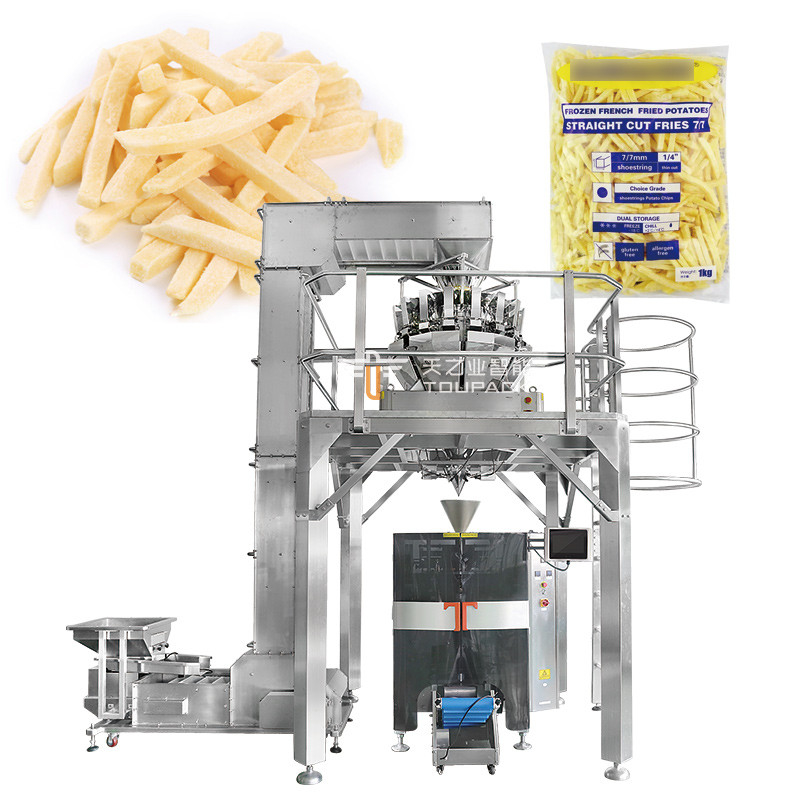 Muti-Função Alta Velocidade Meatball congelado Vffs encolher embalagem embalagem máquina embalagem vegetais congelados Multihead Pesador