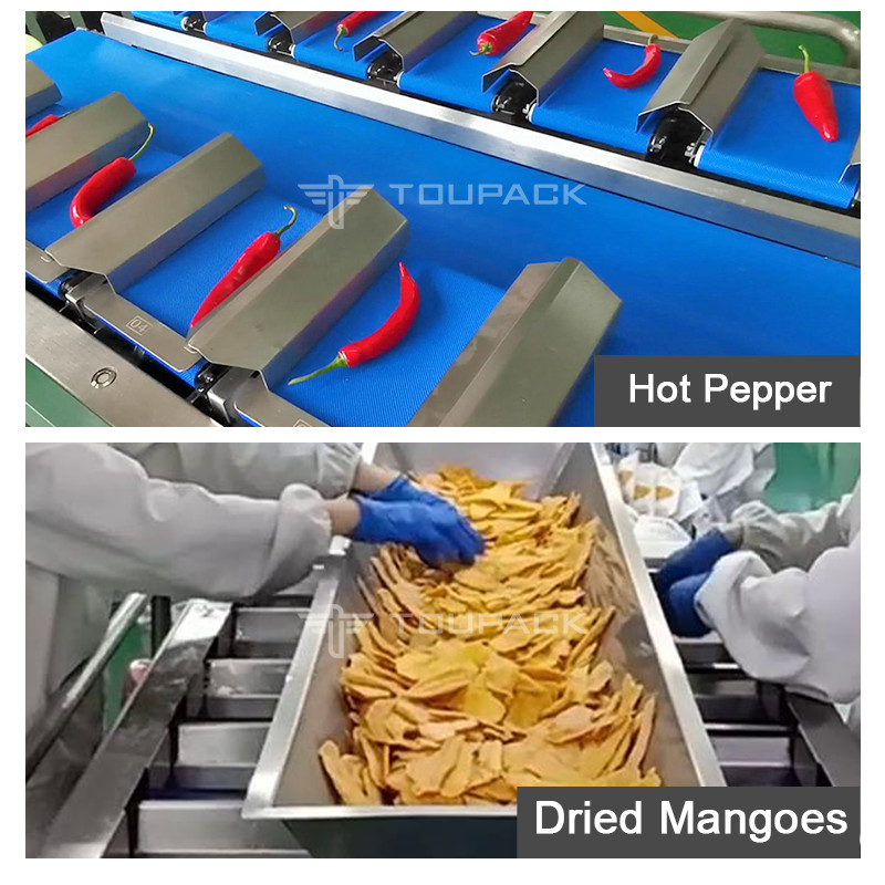 Sausagem de Frankfurt Multiheads Cinturão Combinação de alimentador Pesador Hot Dog assado Cinturão de salsicha Pesador Máquina de embalagem