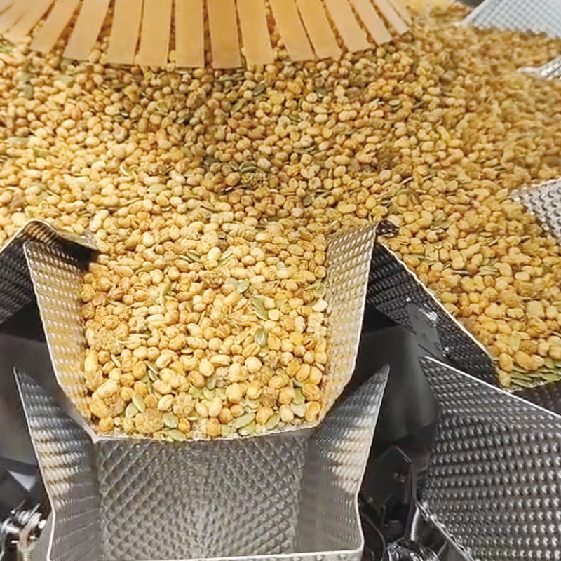 Automática de sementes de feijão nozes doces nozes frutas secas alimentos lanche multi-cabeça pesador máquina de embalagem de alimentos com nitrogênio