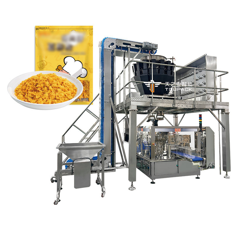 Máquina de embalagem quantitativa de sacos de carne bovina desidratada e eficiente, pronta para comer