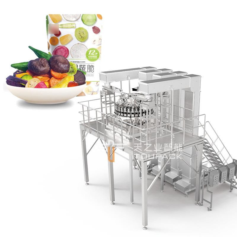Máquina de embalagem de produtos vegetais secos crocantes Multihead Weigher Freeze Máquina de embalagem de frutas secas Mango Misturado Fragrância