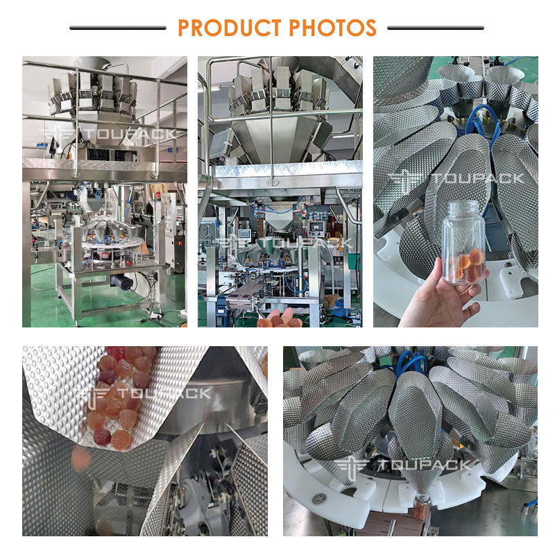 Máquina de enchimento de latas máquina de enchimento de doces suave máquina de enchimento de caramelo goma máquina de enchimento de urso 14 cabeças máquina de embalagem de peso