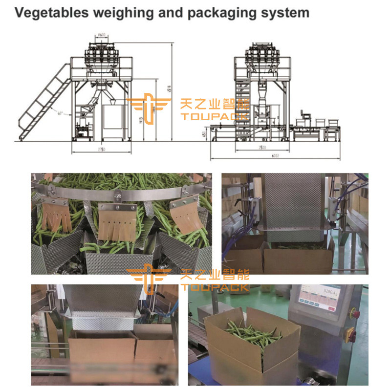 Combiweigh Multihead Weigher 500g 1kg 5kg Multihead Weigher Packing Machine Máquinas de embalagem para embalagens de papelão