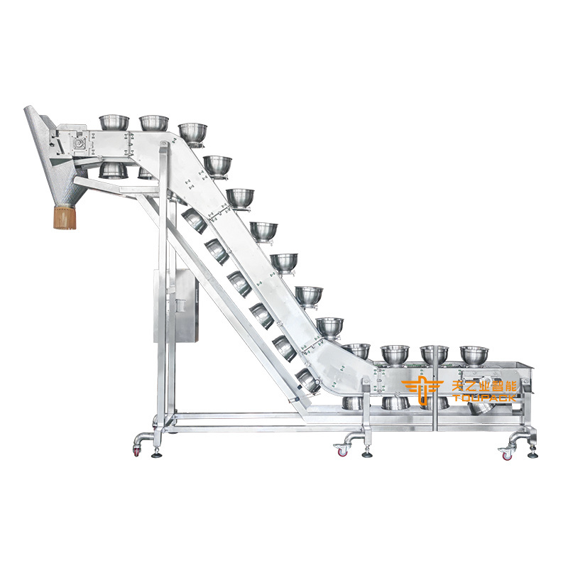 Máquinas de transporte de tipo de tigela Elevador de tipo Z de aço inoxidável Elevador inclinado de tigela para transporte de carne alimentos congelados