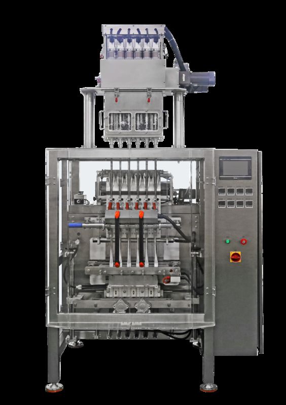 Máquina Automática de Embalagem, Enchimento e Selagem Multifaixas de Picolés e Doces Gelados, para Embalagens Líquidas