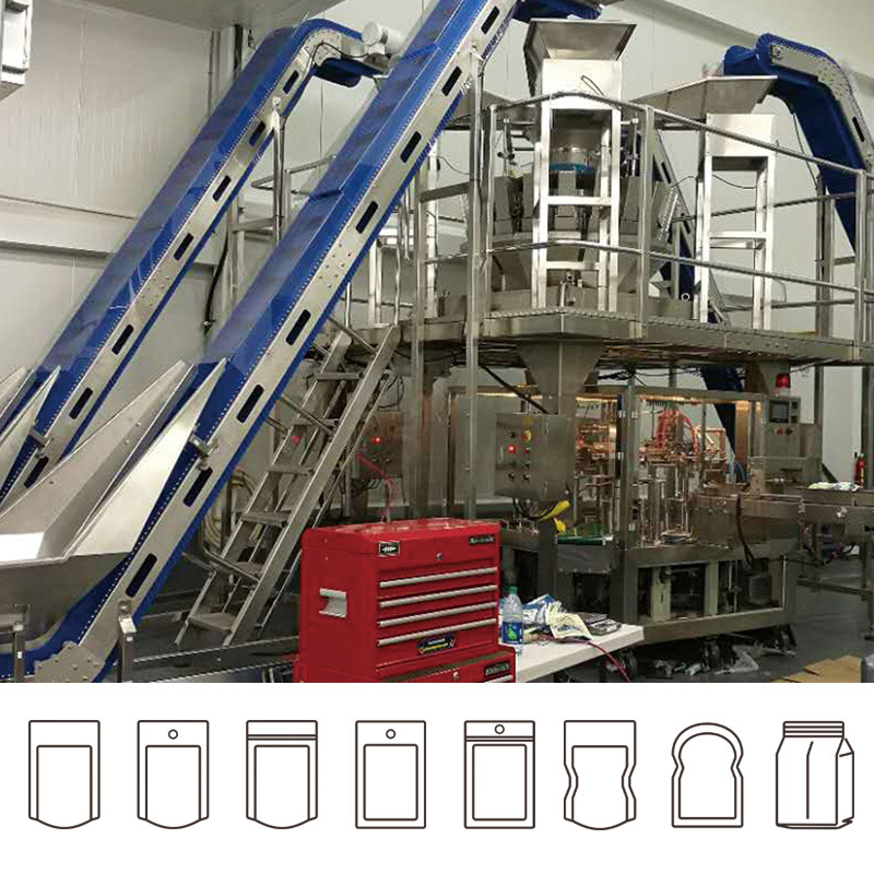 Máquina de Embalagem de Sachês de Snacks Totalmente Automática para Alimentos, Batatas Fritas, Pipoca, Embalagem Doypack com Injeção de Nitrogênio