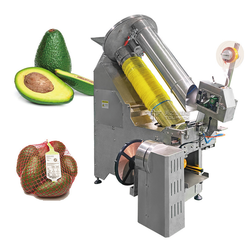 Máquina de embalagem de sacos de malha de aço inoxidável 304/316 totalmente automática com velocidade de 25-40 BPM para frutas e legumes