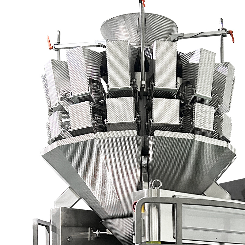 Máquina de cortar sacos de net de romã de pesagem multi-cabeça Ginger Onion Garlic Mesh Bag Packaging Machine