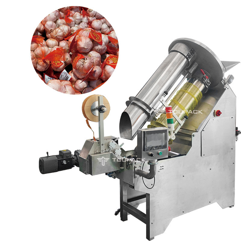 Máquina automática de embalagem de sacos de batata/máquina de embalagem de sacos de malha de gengibre/máquina de embalagem de sacos de malha de frutas cítricas para supermercado