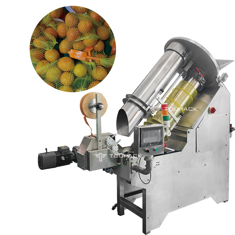 Máquina automática de embalagem de sacos de batata/máquina de embalagem de sacos de malha de gengibre/máquina de embalagem de sacos de malha de frutas cítricas para supermercado