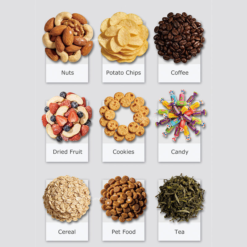 Máquina automática de pesagem e embalagem de snacks para batatas fritas, nozes, grânulos de doces 5-200g Linha de embalagem de sensores digitais de alta velocidade