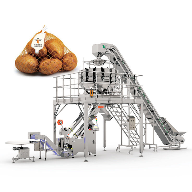 Máquina automática de corte de rede Máquina de embalagem de sacos de malha para cebolas Batatas cítricos Frutas abacates Maçãs kiwis Tomates e produtos frescos