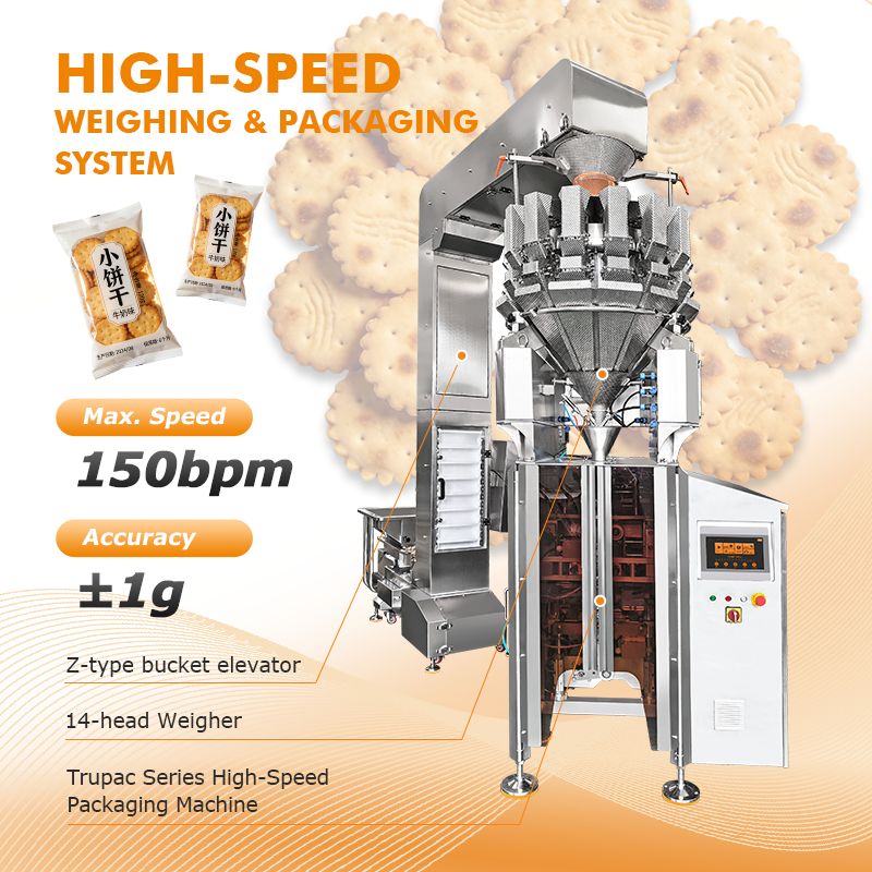 Máquina de embalagem vertical de alta velocidade com pesador multi-cabeça para lanches, batatas fritas, nozes e sacos de alimentos para animais de estimação