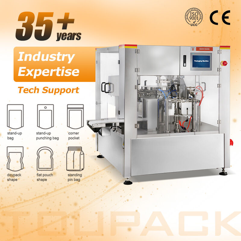 Máquina de embalagem rotativa Doypack de grau alimentício com certificação CE para bolsas com zíper pré-fabricadas de lanches de nozes