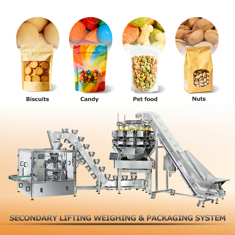 Máquina de embalagem rotativa Doypack de grau alimentício com certificação CE para bolsas com zíper pré-fabricadas de lanches de nozes
