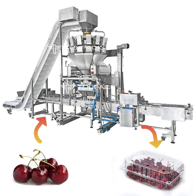 Fruto Multihead que pesa e máquina de empacotamento Cherry Linear Filling Production Line