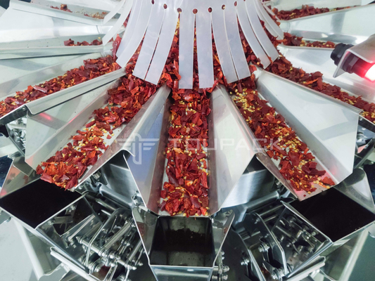 saco vertical seco da grão da máquina de embalagem da pimenta 50g vermelha com pesador 120BPM de Multihead