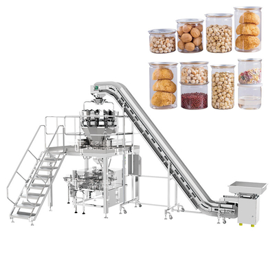 Máquina de engarrafamento plástica da porca do petisco dos frutos secos com o transporte inclinado do pesador de Multihead