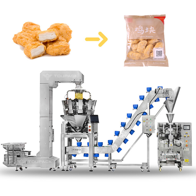 60bpm Sistema de embalagem automática Saco de alimentos congelados Bolinhos de carne de frango pernas de frango Nuggets máquina de embalagem
