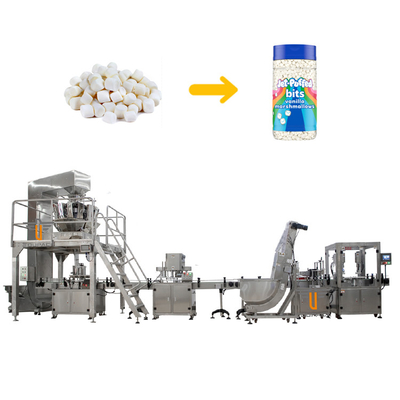 Sistema automático de enchimento de garrafas de marshmallow pesando máquina de embalagem de contagem de ursos de goma