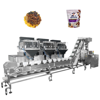 Máquina de embalagem de frutas secas e nozes multi-cabeça pesadora de 4 cabeças linear pesadora Vffs máquina de embalagem de sacos Zip