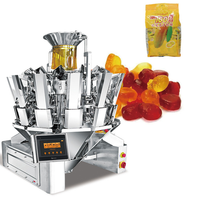 Máquina automática de embalagem de bolsas de biscoitos de goma Máquina de embalagem de açúcar com pesador multi-cabeça