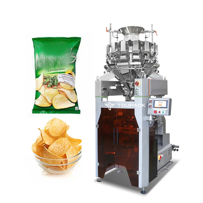 Máquina de embalagem vertical de batatas fritas automática Máquina de pesagem e embalagem inteligente de alta velocidade 120BPM