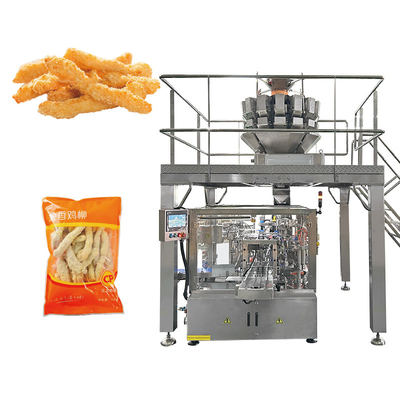 Máquina de embalagem de enchimento automática de pesagem de sacos pré-fabricados para carne de frango