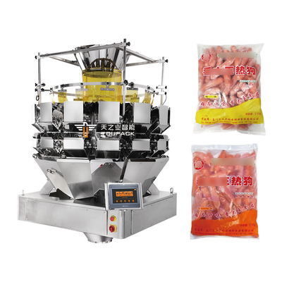 Pequena cintura de salsicha Combinação Pesadora Máquina de embalagem de carne pura Salsicha Multihead Pesadora