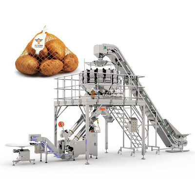 Máquina automática de corte de rede Máquina de embalagem de sacos de malha para cebolas Batatas cítricos Frutas abacates Maçãs kiwis Tomates e produtos frescos