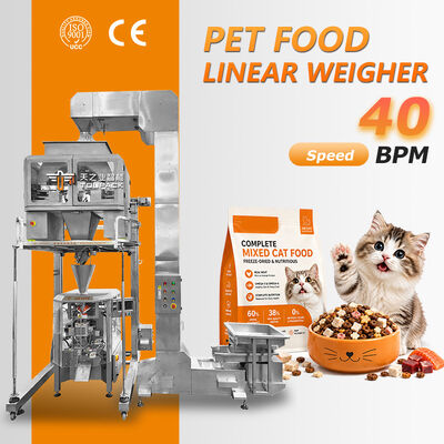 Linha completa de embalagens de alimentos para animais de estimação | Sistema Automático de Pesagem e Embalagem