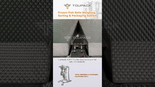 Projetado para bolinhos de peixe congelados, este sistema de pesagem multicabeçal